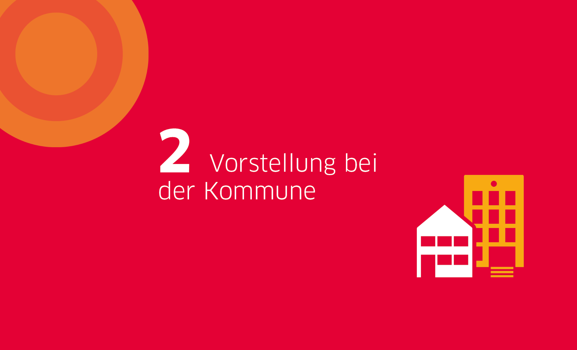 Red background with text ‘2) Presentation to local authority’