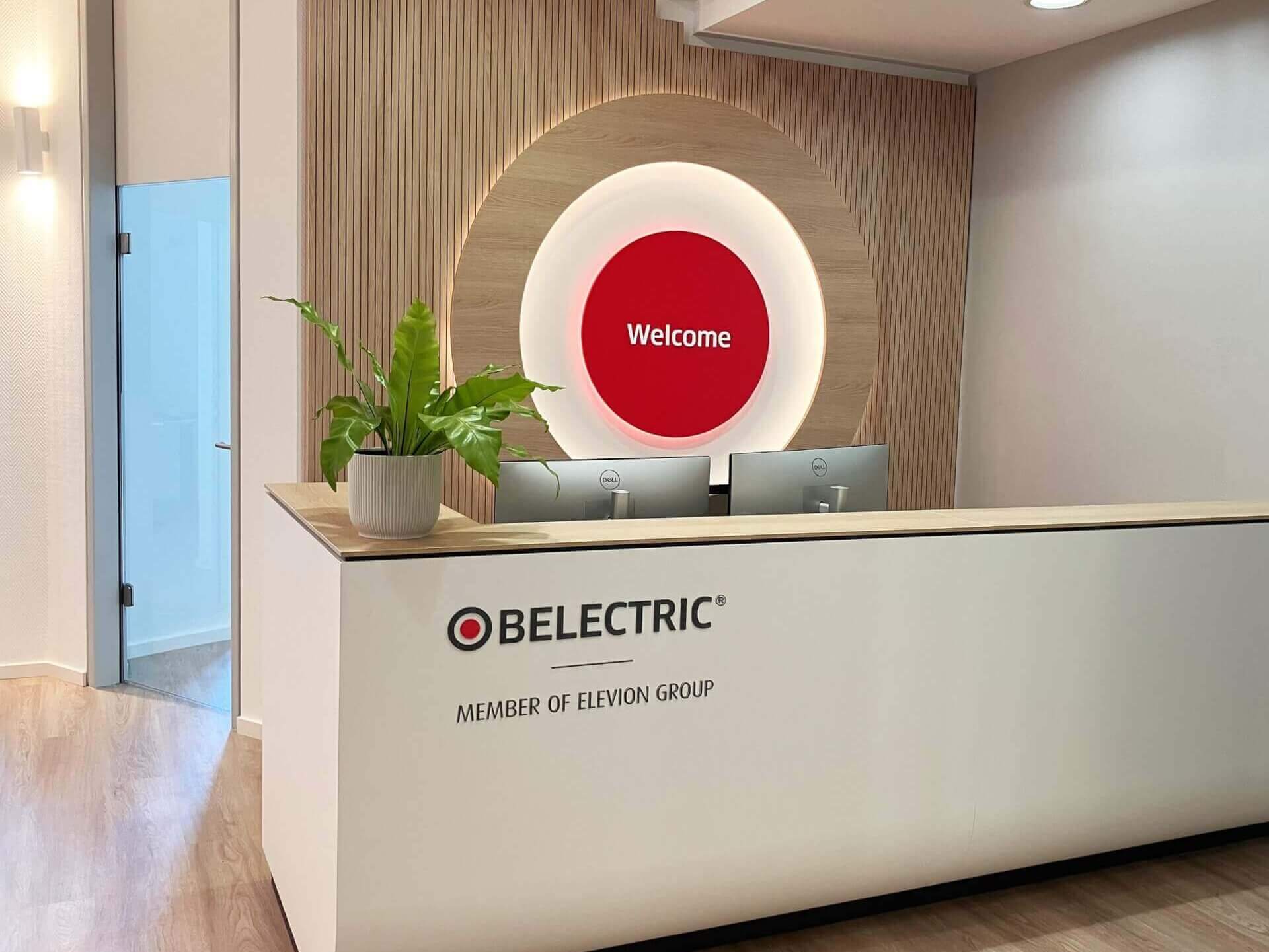 The reception desk in the new office in Berlin.