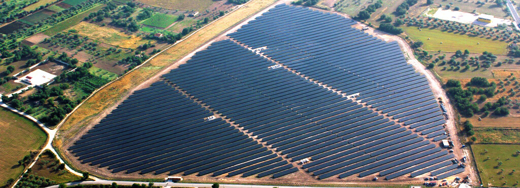 Aerial view of solar park