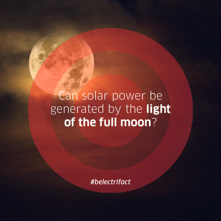 full moon in the backgound with the question can solar power be generated by the light of the full moon?