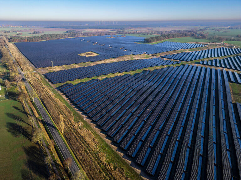 Bird's-eye view of the solar farm in Borrentin