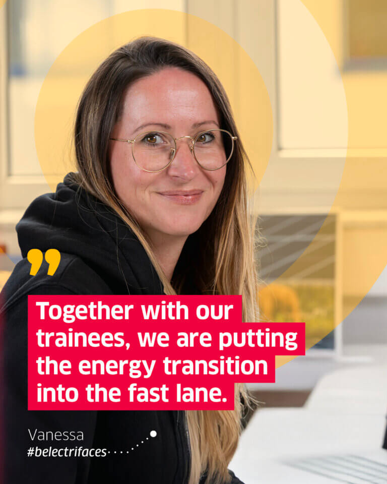 Smiling employee with a quote about trainees