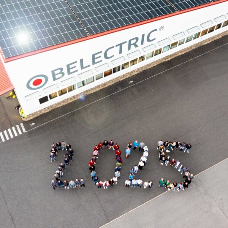Employees of BELECTRIC form a 2025 as seen from above
